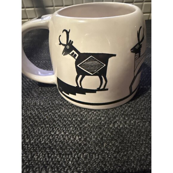 Rare Vintage Ceramic Mug Native American Style Deer Design New Mexico Las Cruces - Picture 1 of 6